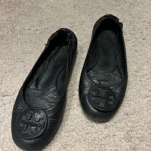 Tory Burch black Reva pebbled flats